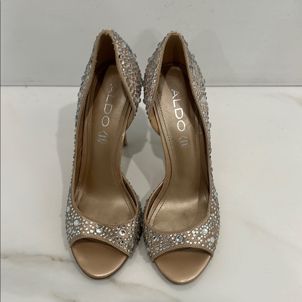 Aldo Gold High Heel Peep-Toe Shoes